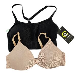 Bundle of Bras Size 34/L Nude, Black Medium Support Size Small